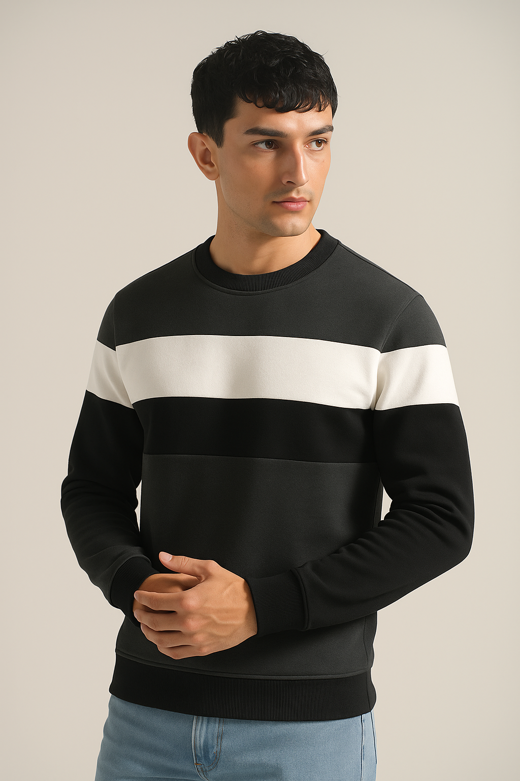 Double Panel Sweatshirt - Black