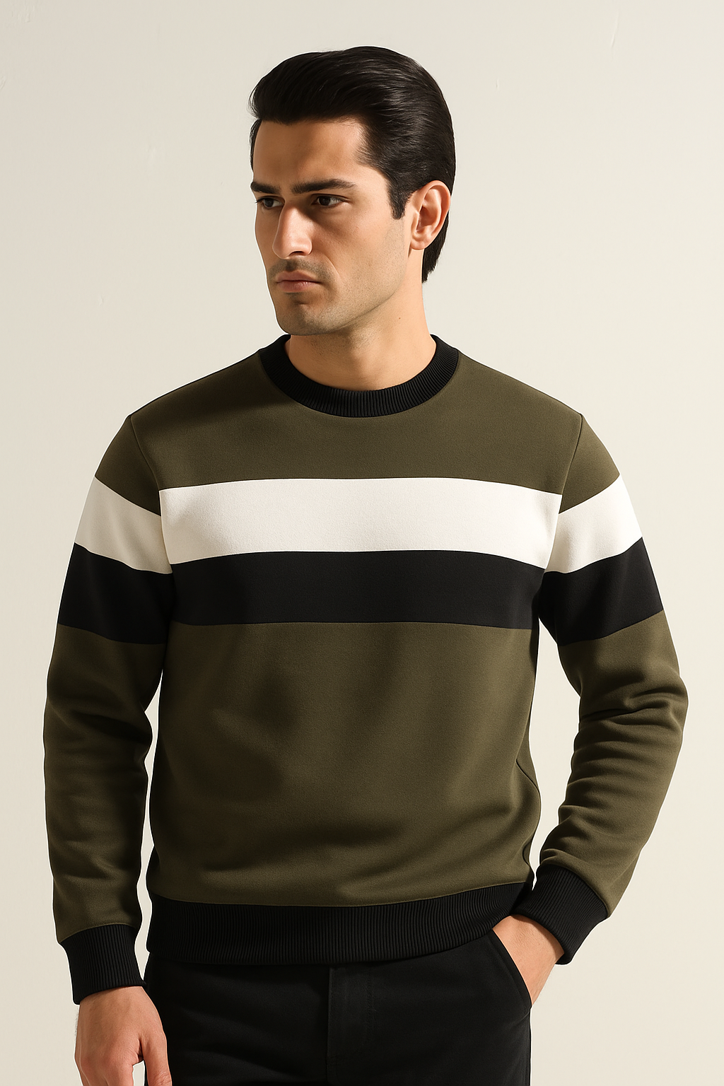 Double Panel Sweatshirt - Olive
