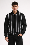 Half-Zip Screen Printed Sweatshirt - Jet Black