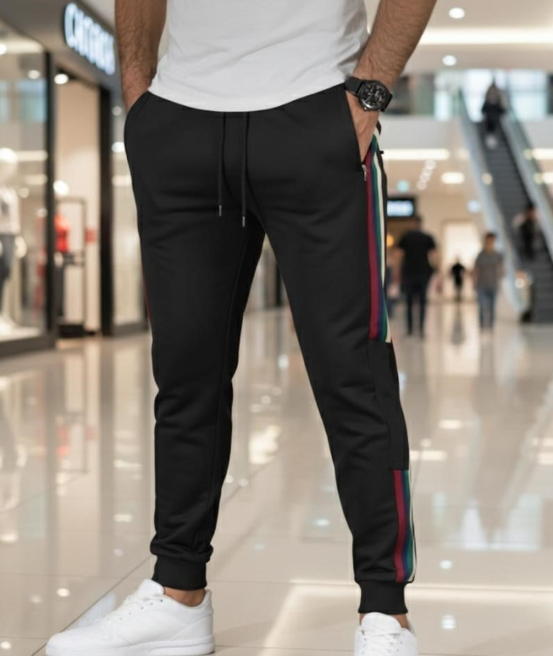 Side Stripe Trouser - Black