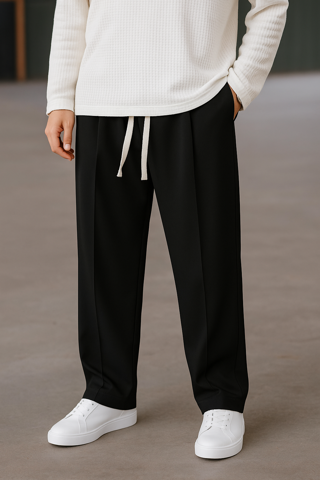 Single Line Baggy Trouser - Black