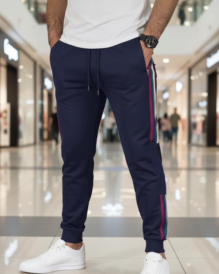 Side Stripe Trouser - Blue