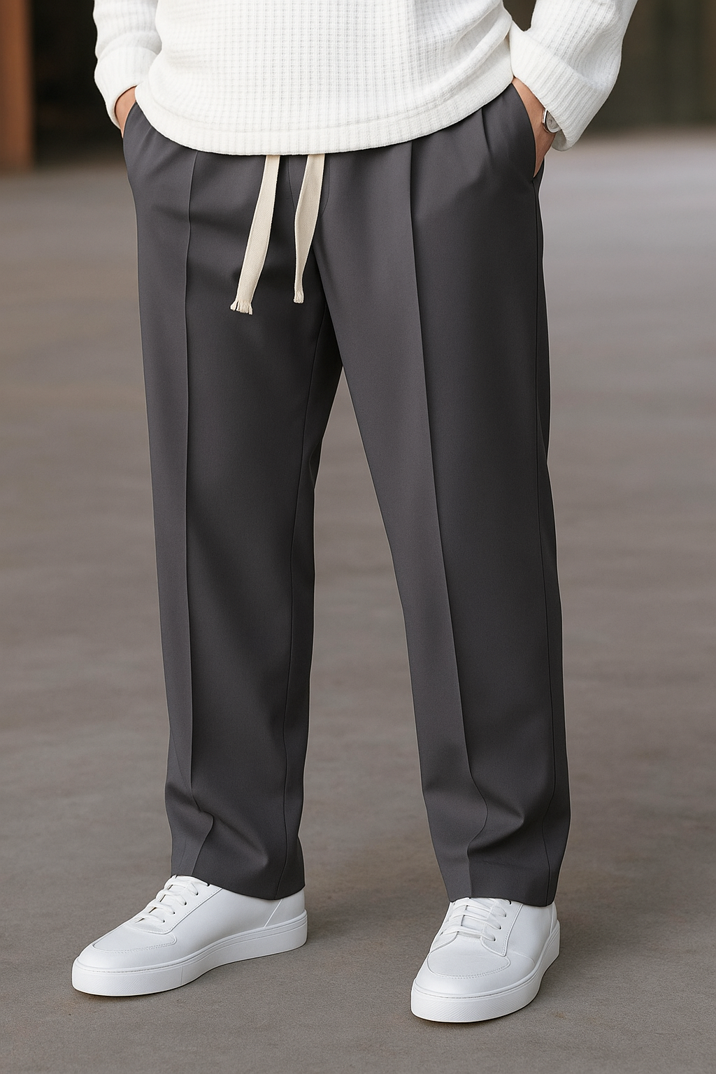 Single Line Baggy Trouser - Grey